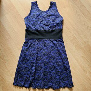 NEW! Black and Purple Lace Sleeveless Dress with Open Back Piece - XS